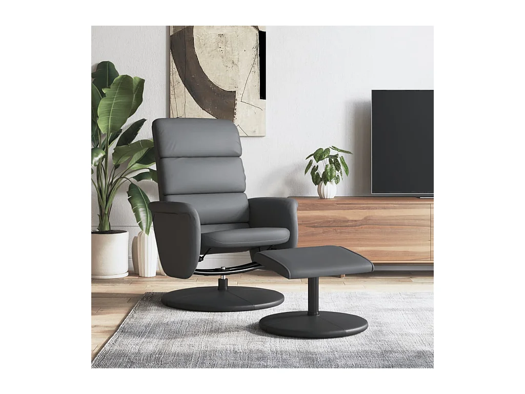 Fauteuil inclinable avec repose-pied gris similicuir