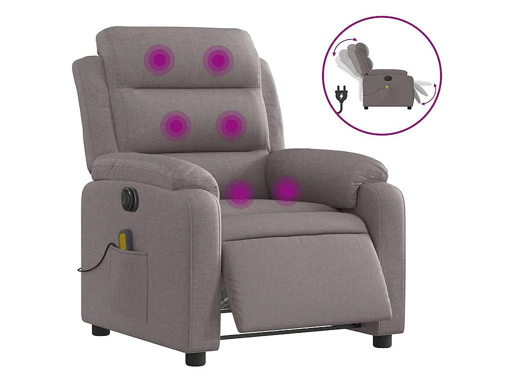 Massagesessel Elektrisch Taupe Stoff