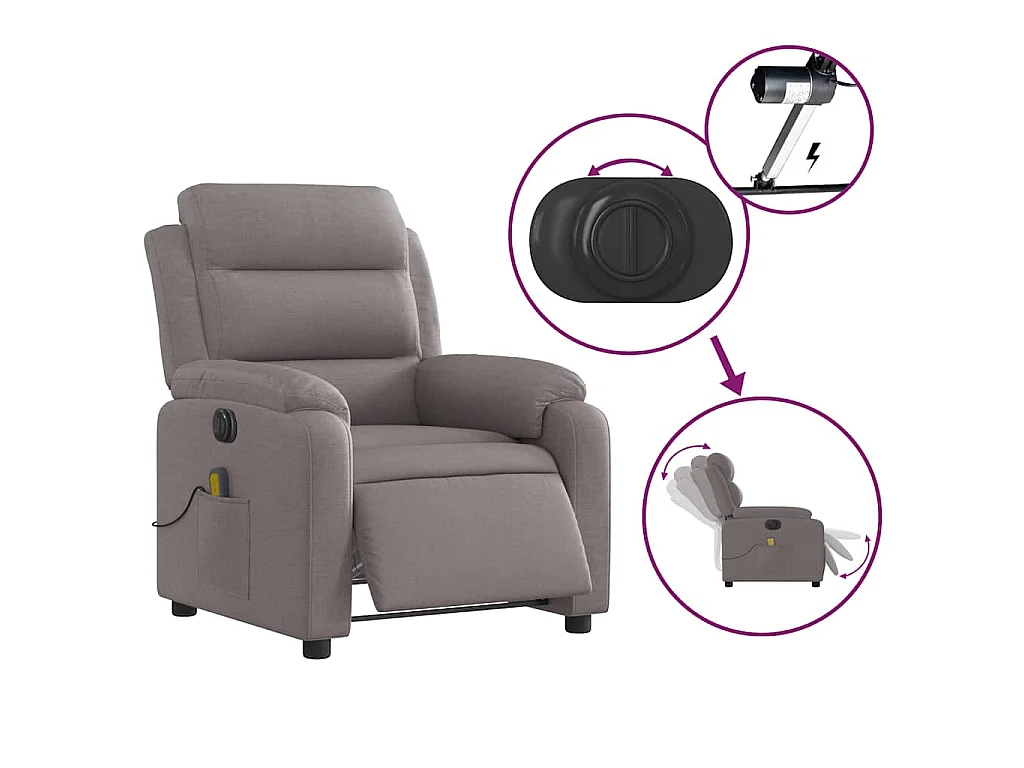 Massagesessel Elektrisch Taupe Stoff