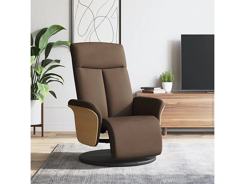 Fauteuil inclinable avec repose-pieds marron tissu