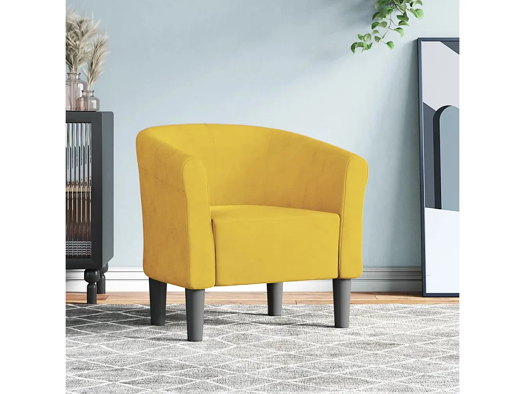 Chaise cabriolet jaune velours