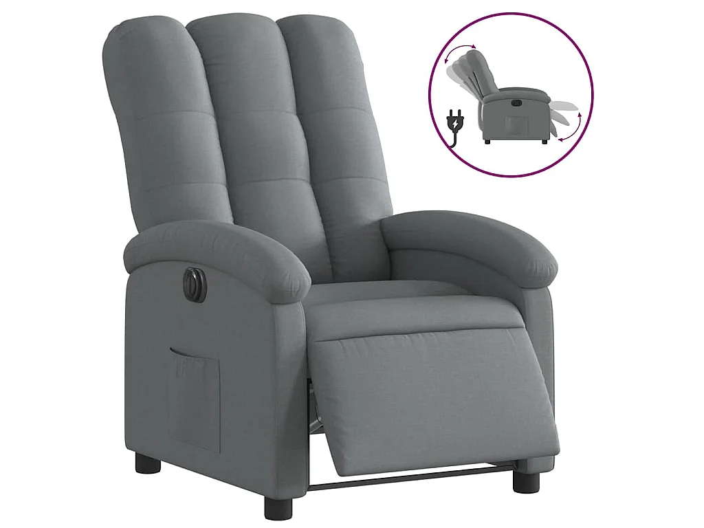 Fauteuil elektrisch verstelbaar stof donkergrijs