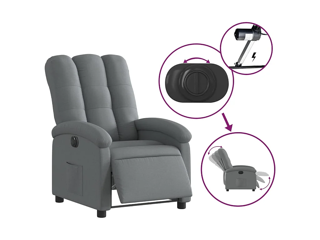 Fauteuil elektrisch verstelbaar stof donkergrijs