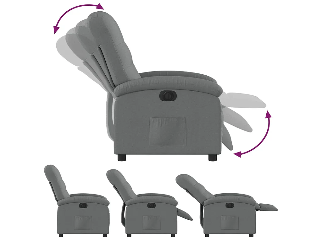 Fauteuil elektrisch verstelbaar stof donkergrijs