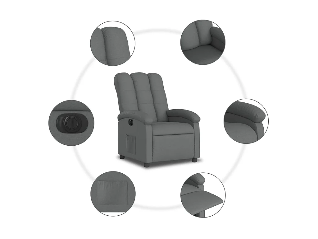Fauteuil elektrisch verstelbaar stof donkergrijs