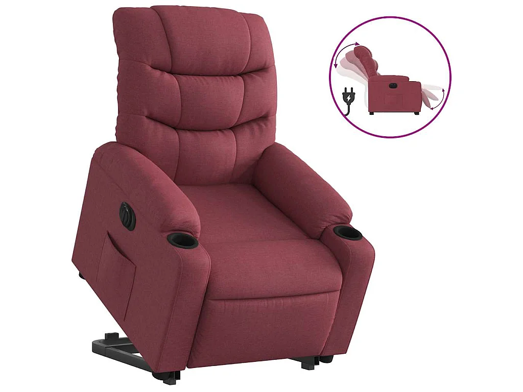 Fauteuil inclinable électrique rouge bordeaux tissu