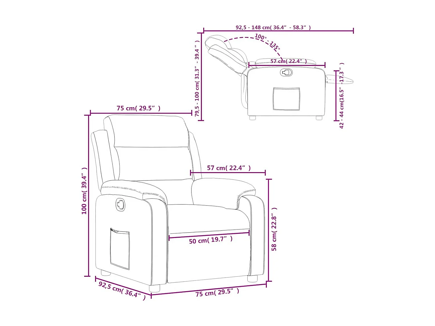 Sillón reclinable terciopelo amarillo