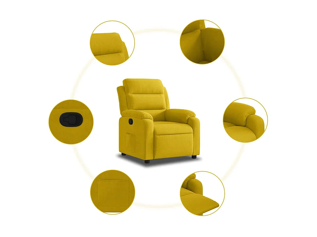 Fauteuil inclinable jaune velours