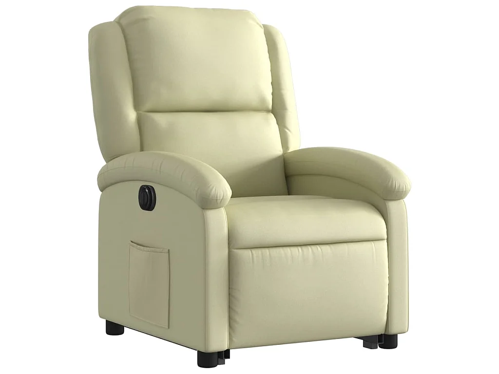 Sta-op-stoel elektrisch echt leer crèmekleurig