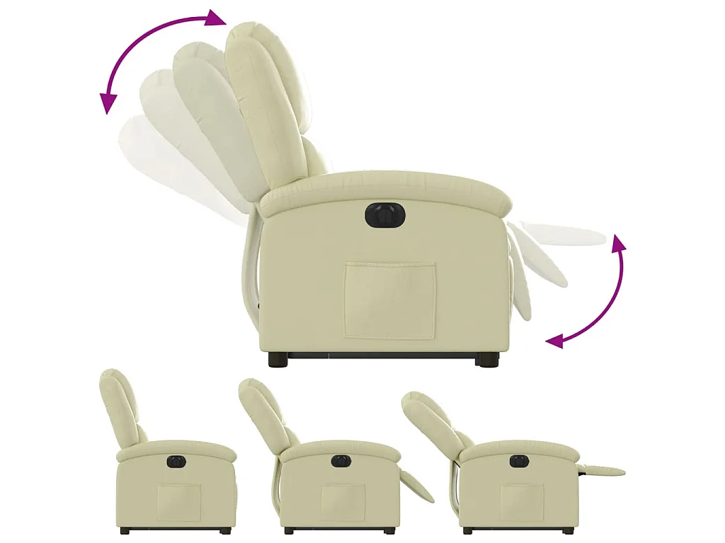 Sta-op-stoel elektrisch echt leer crèmekleurig