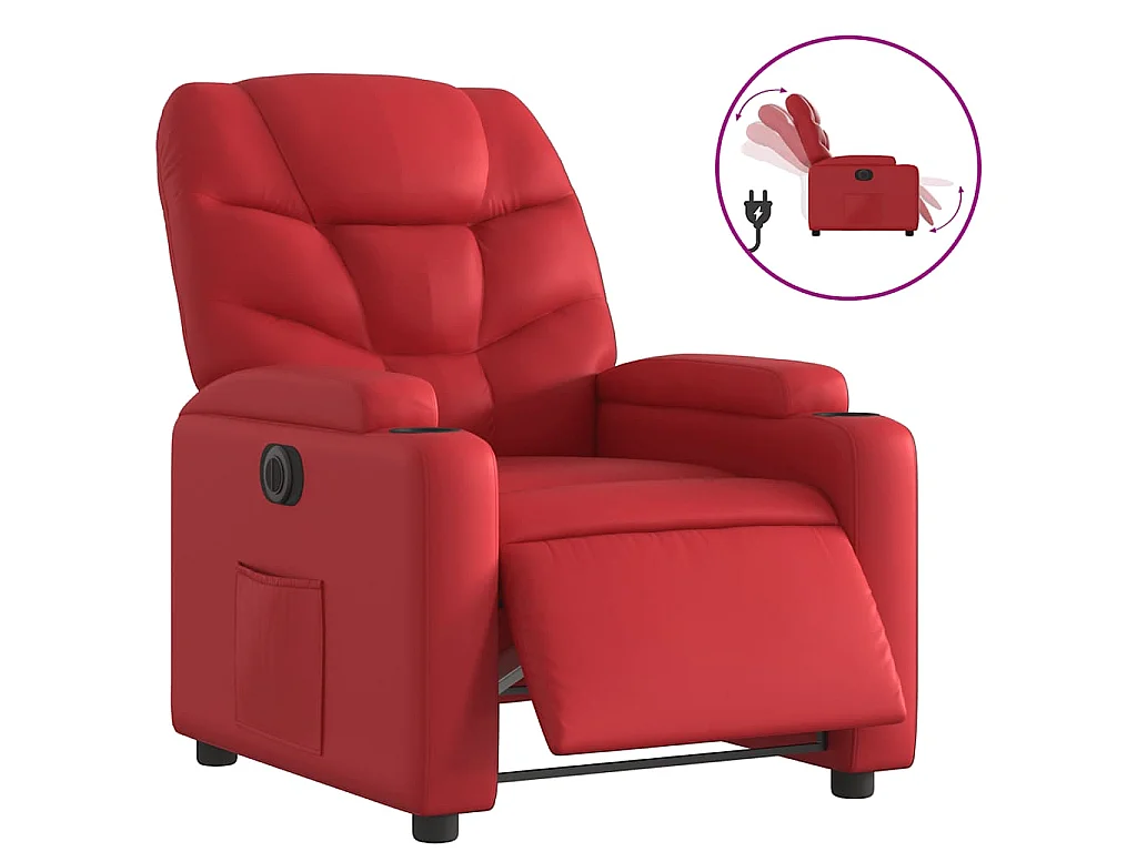 Poltrona Reclinabile Elettrica Rossa in Similpelle