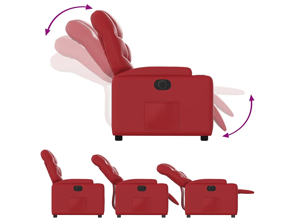 Poltrona Reclinabile Elettrica Rossa in Similpelle