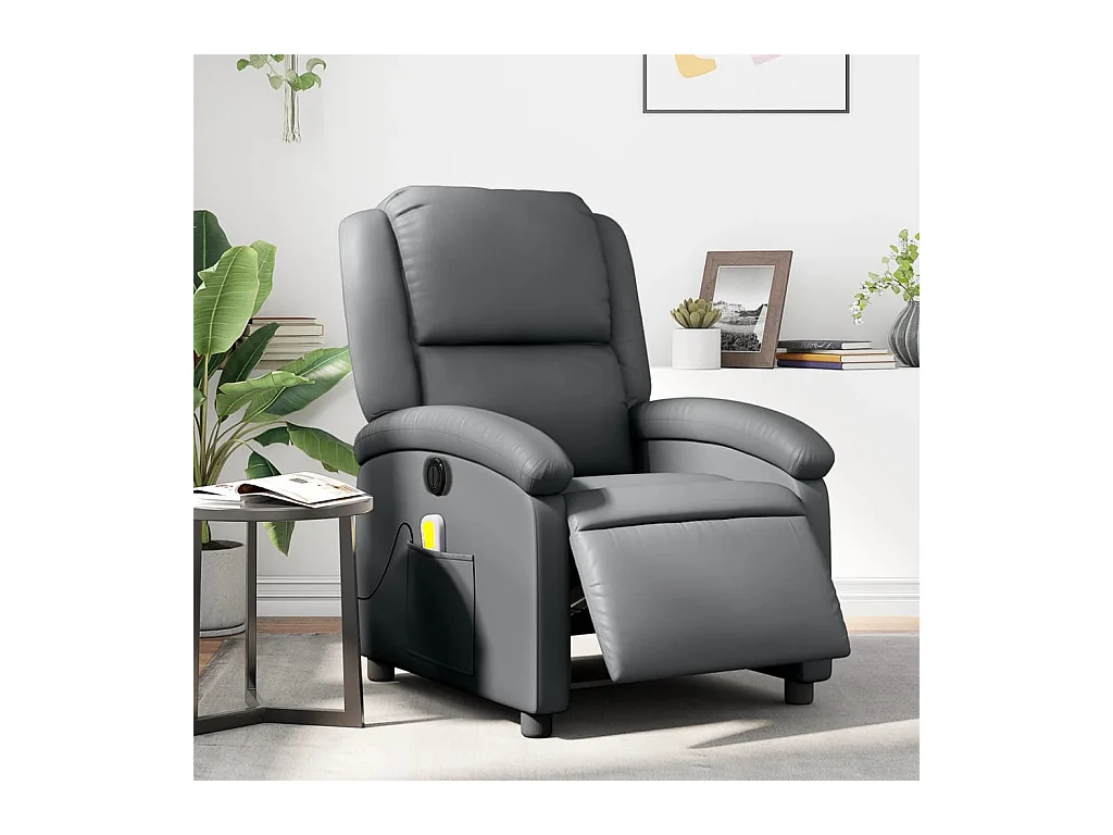 Fauteuil de massage inclinable électrique gris similicuir