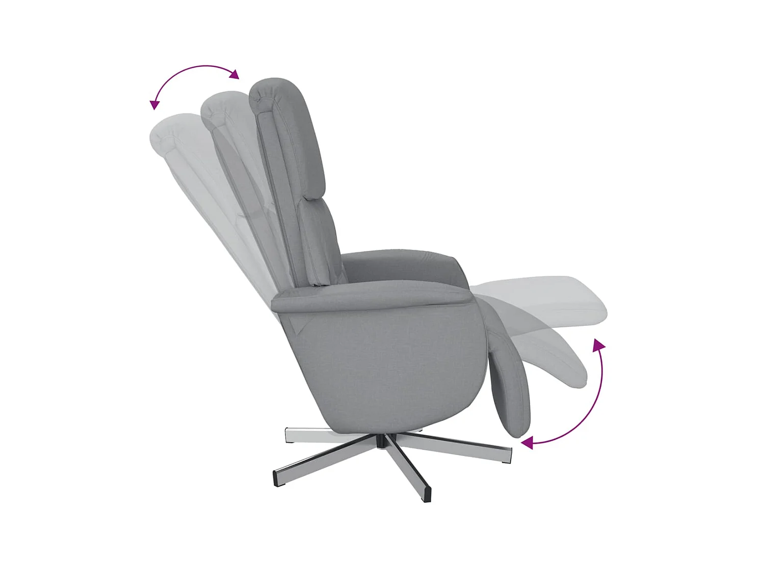 Fauteuil inclinable avec repose-pieds gris clair tissu