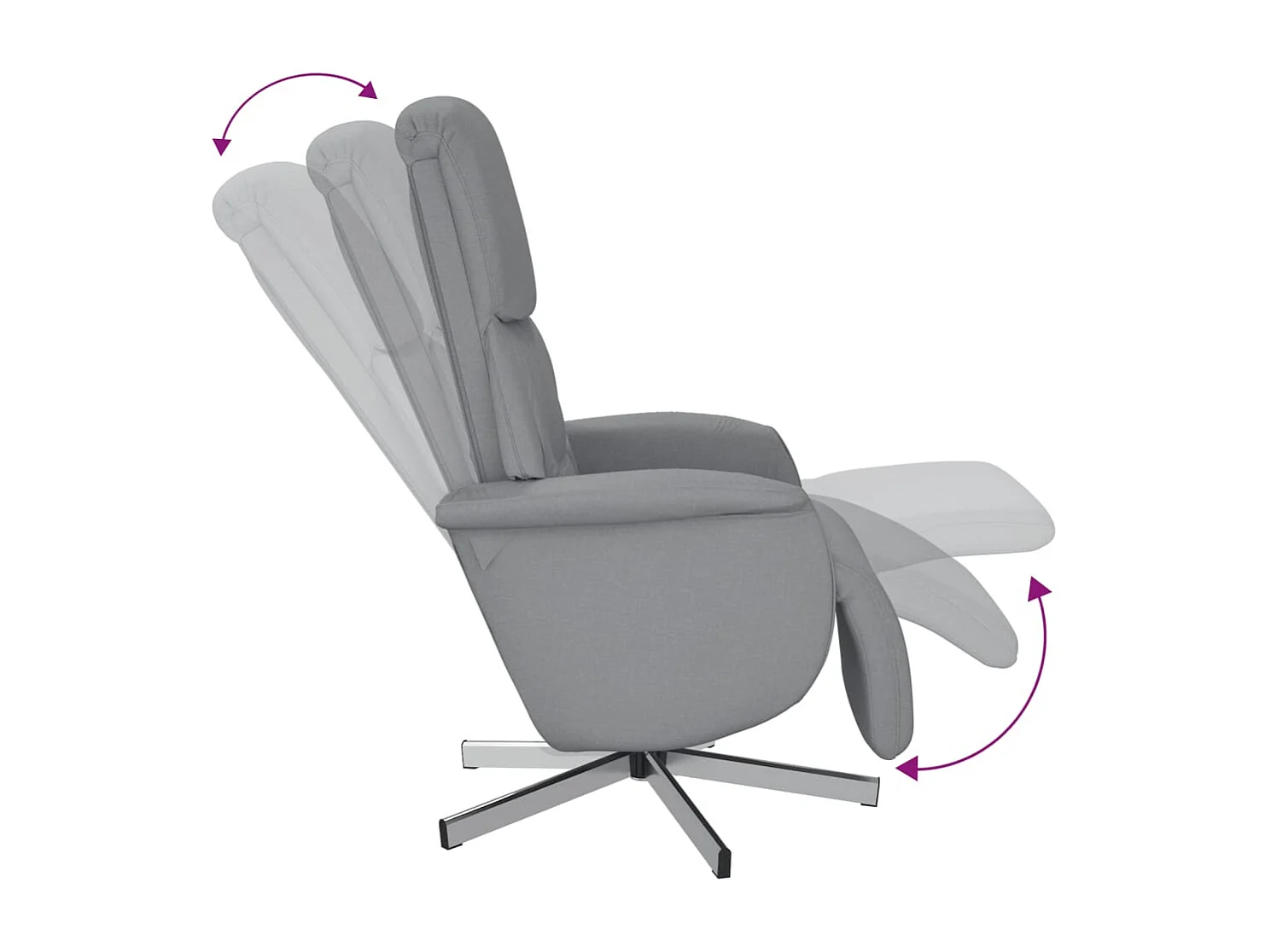Sillón reclinable con reposapiés tela gris claro