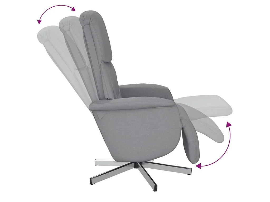 Fauteuil inclinable avec repose-pieds gris clair tissu