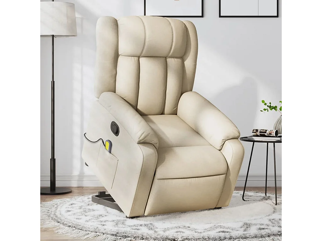 Fauteuil inclinable de massage Crème Tissu
