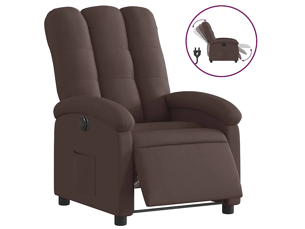 Fauteuil inclinable électrique Marron foncé Tissu