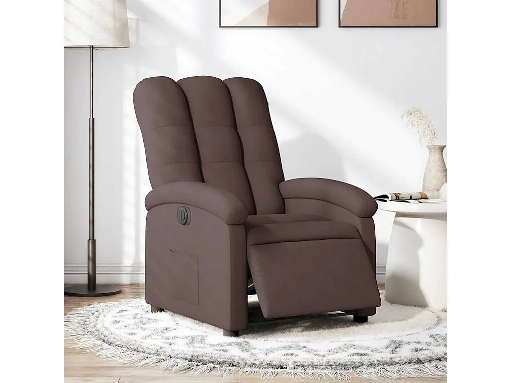 Fauteuil inclinable électrique Marron foncé Tissu