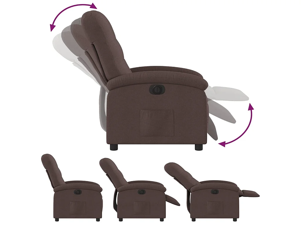 Fauteuil inclinable électrique Marron foncé Tissu