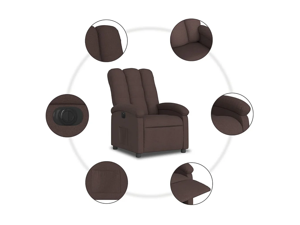 Fauteuil inclinable électrique Marron foncé Tissu