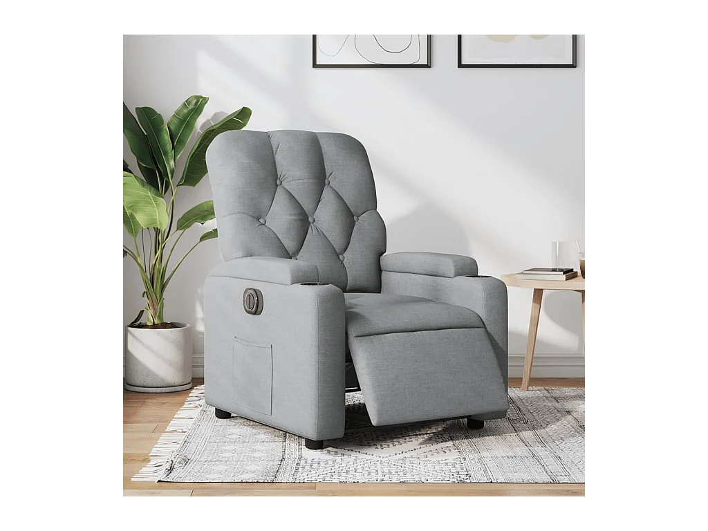 Fauteuil inclinable électrique Gris clair Tissu