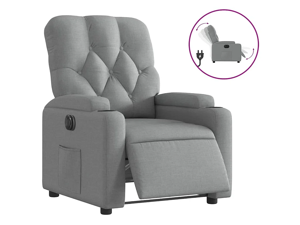 Fauteuil inclinable électrique Gris clair Tissu