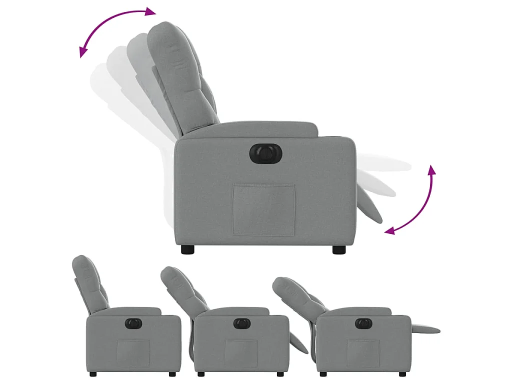 Fauteuil inclinable électrique Gris clair Tissu