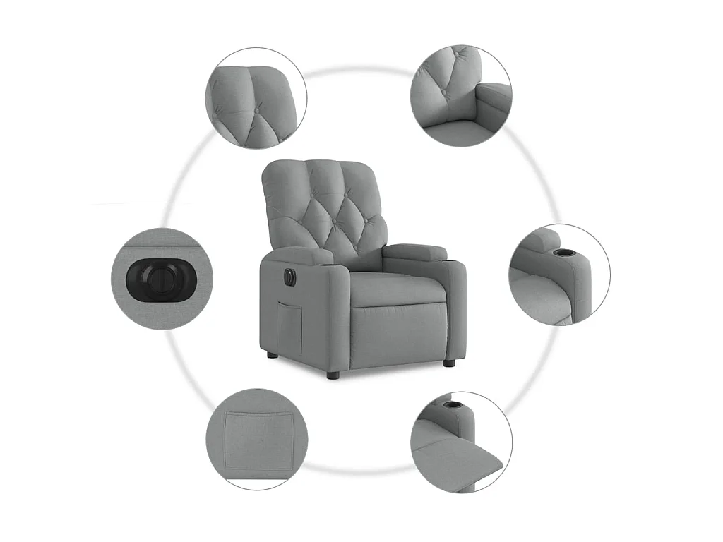 Fauteuil inclinable électrique Gris clair Tissu