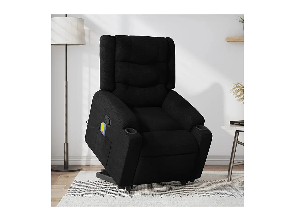 Fauteuil de massage inclinable Noir Tissu