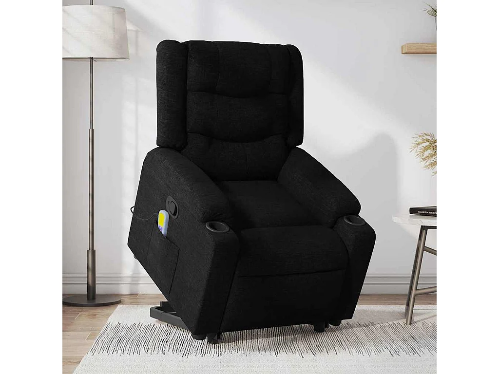 Sillón reclinable de masaje elevable tela negro