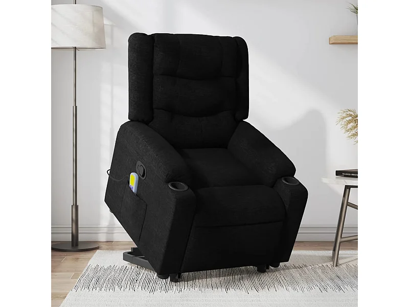 Fauteuil de massage inclinable Noir Tissu