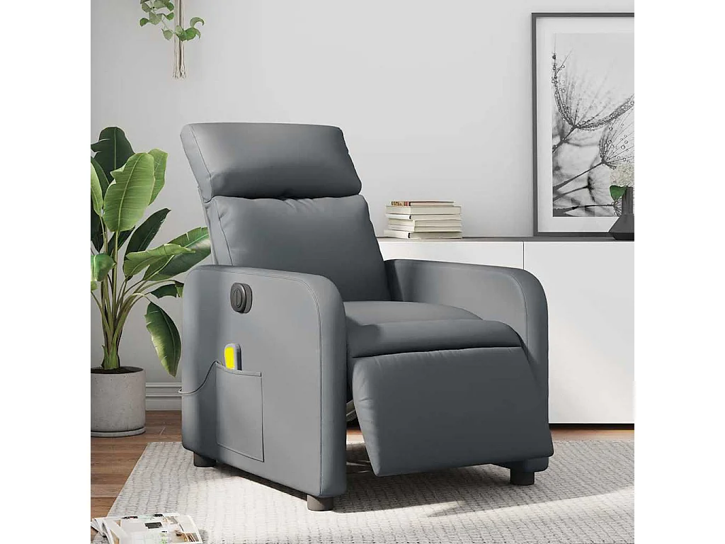 Fauteuil de massage inclinable électrique gris similicuir