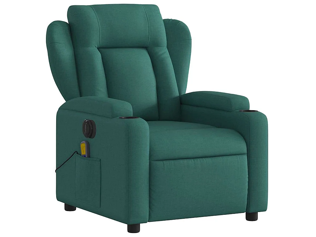 Fauteuil de massage inclinable électrique Vert foncé Tissu