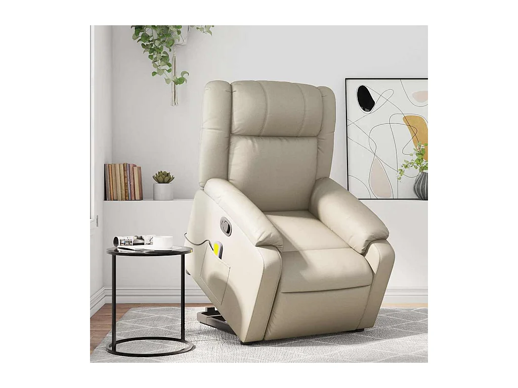 Massagesessel mit Aufstehhilfe Creme Kunstleder