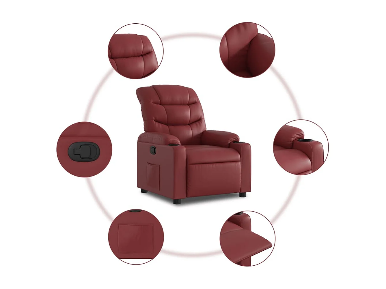 Fauteuil inclinable Rouge bordeaux Similicuir