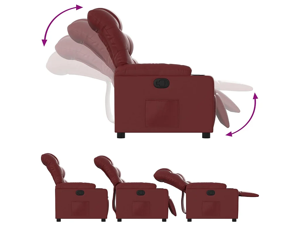 Fauteuil verstelbaar kunstleer wijnrood