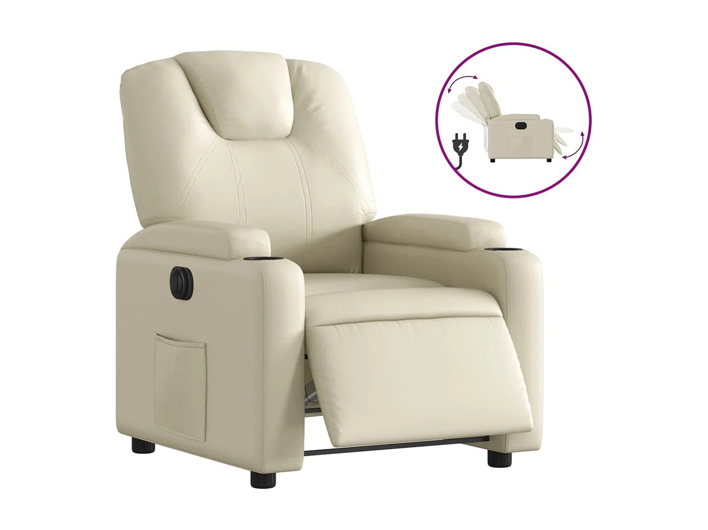 Fauteuil inclinable électrique Crème Similicuir