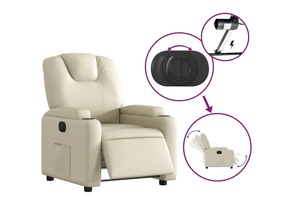 Fauteuil inclinable électrique Crème Similicuir