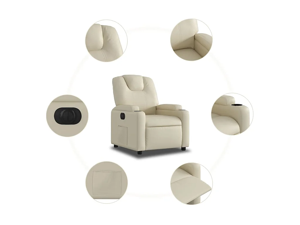 Fauteuil inclinable électrique Crème Similicuir