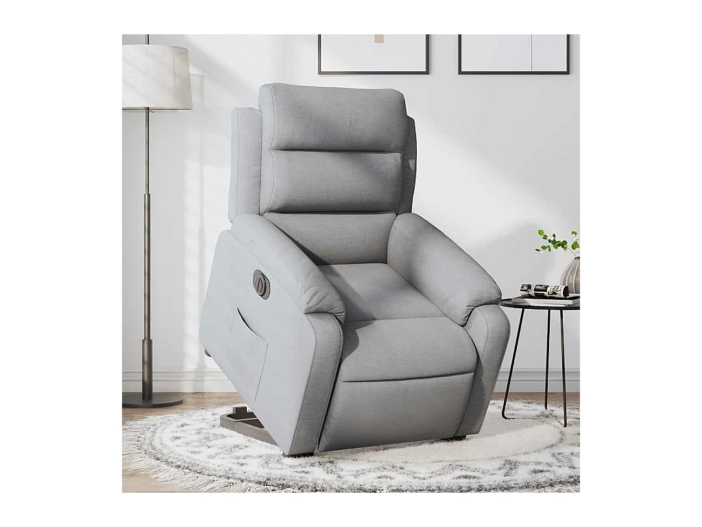 Poltrona Reclinante Alzapersona Elettrica Grigio Chiaro Tessuto