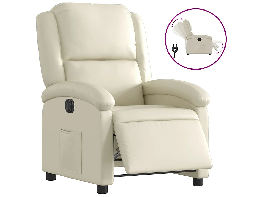 Fauteuil inclinable électrique Crème Similicuir