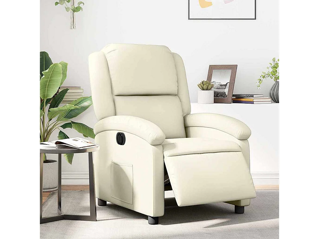 Fauteuil inclinable électrique Crème Similicuir