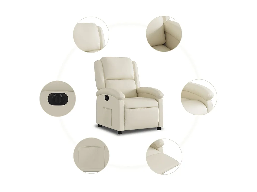 Fauteuil inclinable électrique Crème Similicuir