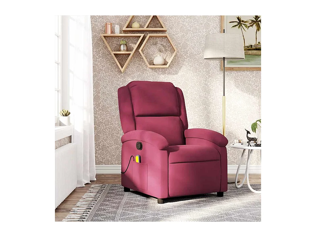 Fauteuil de massage inclinable rouge bordeaux velours
