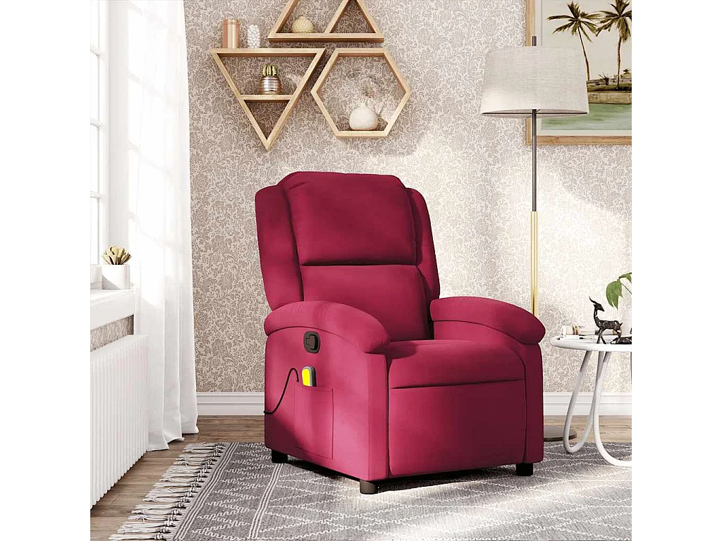 Fauteuil de massage inclinable rouge bordeaux velours