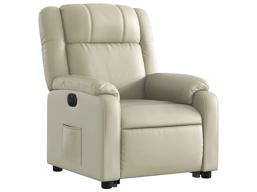 Sta-op-stoel elektrisch kunstleer crèmekleurig