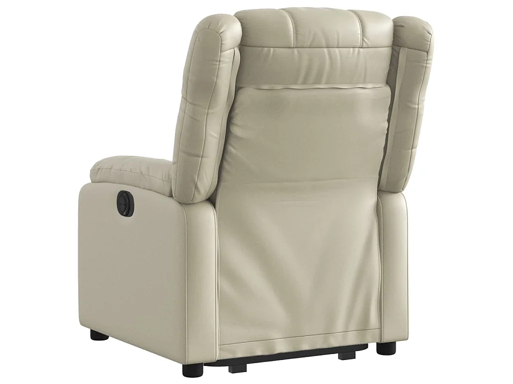 Sta-op-stoel elektrisch kunstleer crèmekleurig