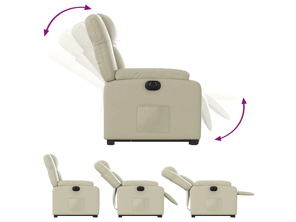 Sta-op-stoel elektrisch kunstleer crèmekleurig