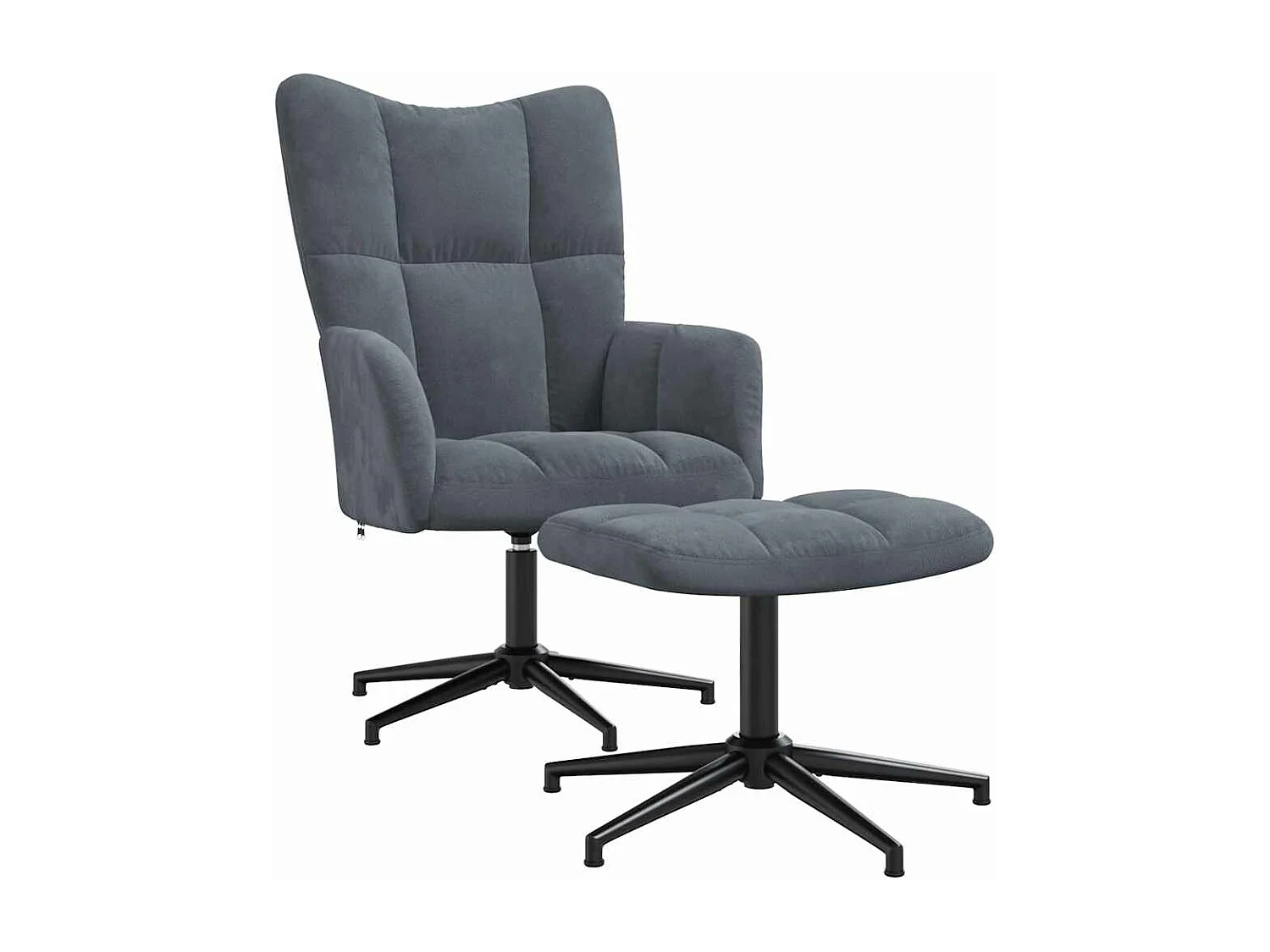 Chaise de relaxation avec tabouret Gris foncé Velours